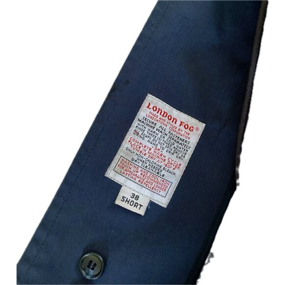 Vintage London Fog Men Dark Gray Trench Coat 38 Short Removable Fur Lining USA - Picture 5 of 15